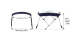 Preview: 4 Stangen Bimini Top Oceansouth 170-190cm Breite