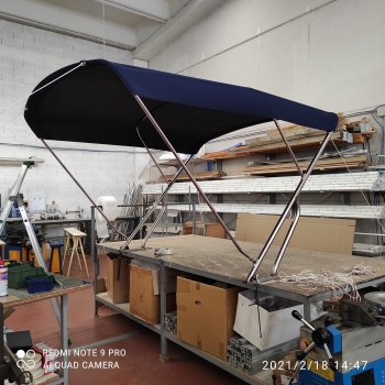 Preview: Bimini mit Geräteträger "Strange". Breite 170cm