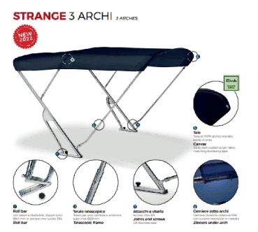 Preview: Bimini mit Geräteträger "Strange". Breite 170cm