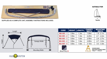 Preview: Sailboat Bimini für Segelboote und Segelyachten Breite 300-330cm