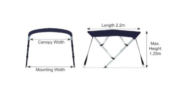 4 Stangen Bimini Top Oceansouth 210-230cm Breite