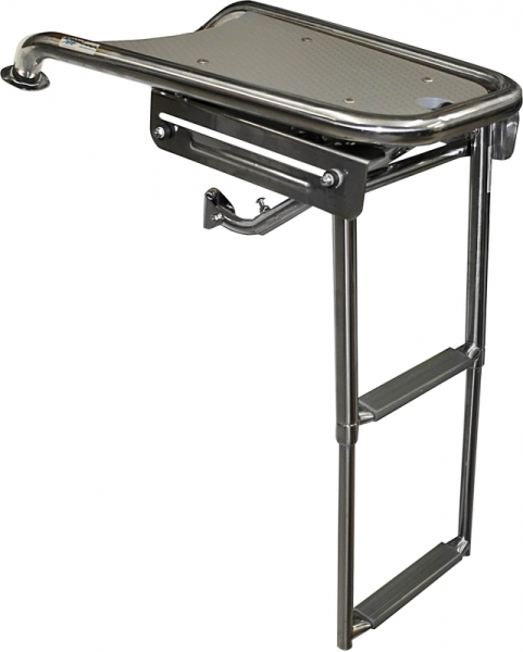 Bugplattform MPK55 fuer Motorboote mit Leiter, grauer Belag